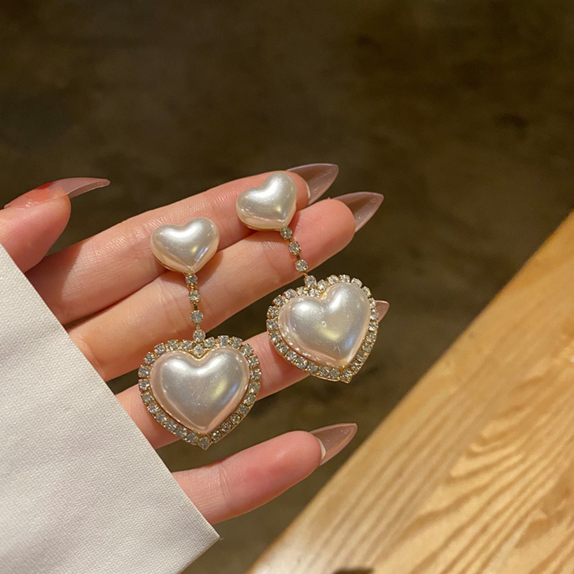 Pearl Heart Earrings 
