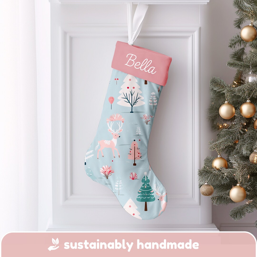Girls Christmas Stocking Personalized Baby Girl Stocking Pink Christmas Pink Christmas Stocking