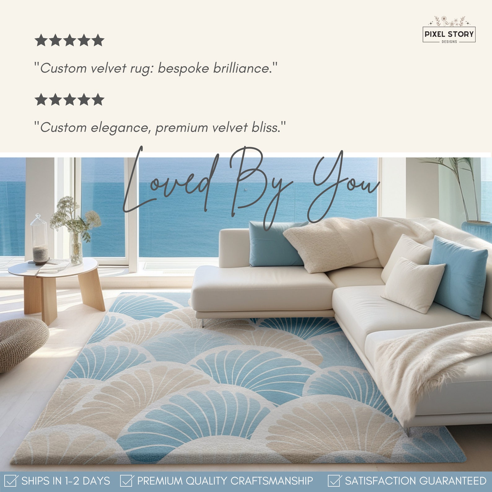 Beach House Coastal Living Room Rug Blue Seaside Beach House Etsy UK