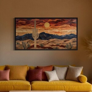 Rustic Desert Wall Art - Wood Style Southwestern Landscape Painting ...