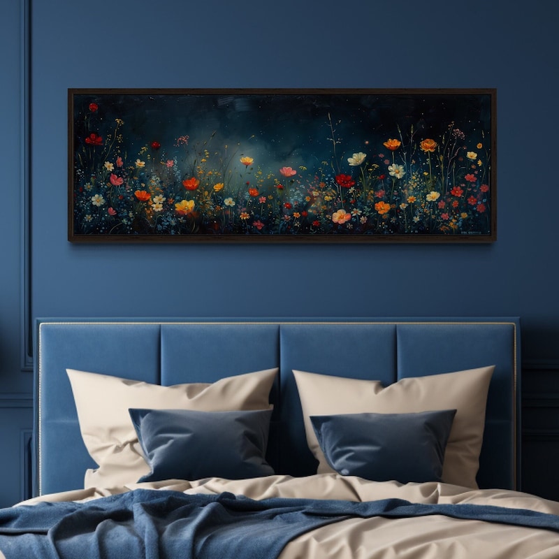 Dark Blue Wall Art Etsy