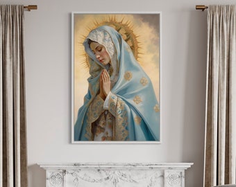 Our Lady of Guadalupe Painting Art Print - Blessed Virgin Mary Wall Decor - Religious Wall Art, Christian Painting, Ready To Hang