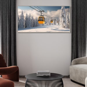 Ski Resort Wall Art, Ski Painting, Chairlift Painting Extra Large Cavas ...
