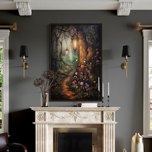 Enchanted Magical Forest Painting Canvas Print Mystical Forest and ...