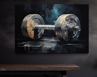 Barbell Graffiti Malerei Leinwand Druck - Fitnessstudio Wandkunst - Motivation Fitness Sport Wanddekoration gerahmt ungerahmt, fertig zum Aufhängen