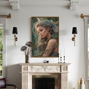 Fairy Painting - Beautiful Blonde Fairy Watercolor Portrait - Fantasy Wall Art Canvas Print Framed Unframed Ready To Hang