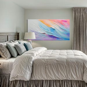 Pink Blue Purple Pastel Wall Art, Abstract Multicolored Painting Canvas PRINT, Living Room Bedroom Decor Ready To Hang