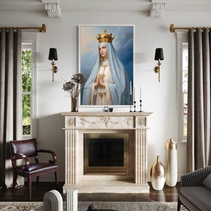 Our Lady of Fatima Painting Canvas Print - Blessed Virgin Mary Wall Decor - Religious Wall Art, Christian Artwork, Ready To Hang