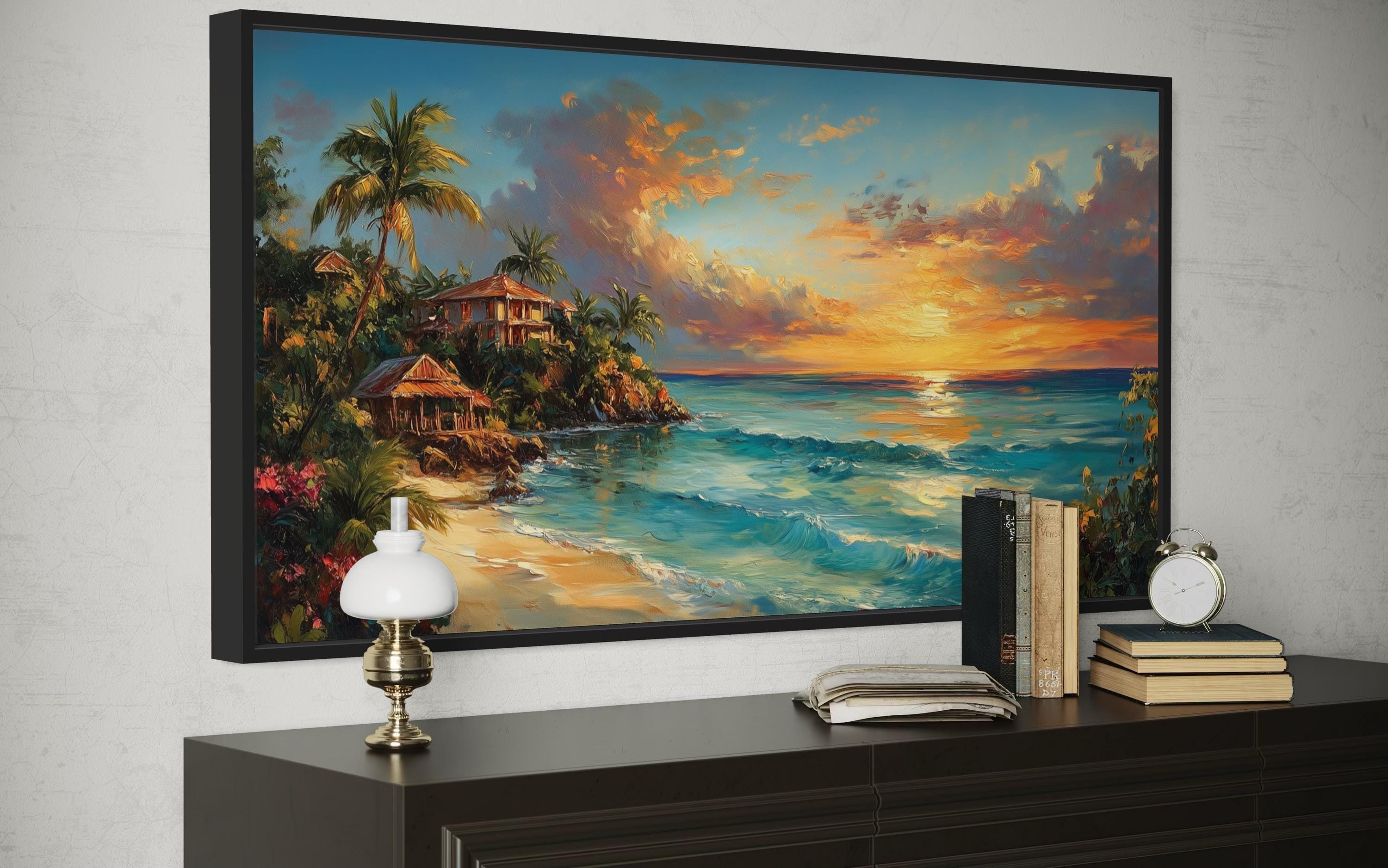 Jamaican Wall Art - Colorful Jamaica Sunset Beach Canvas Print
