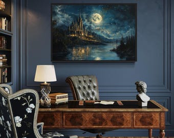 Magical Castle Painting Canvas Print - Halloween Wall Art, Man Cave, Game Room Decor, Fantasy Wall Art Ready to Hang