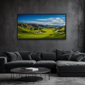 Golf Course Painting Extra Large Canvas Print - Man Bedroom Decor, Man Cave, Office Wall Art Framed, Unframed, Ready To Hang