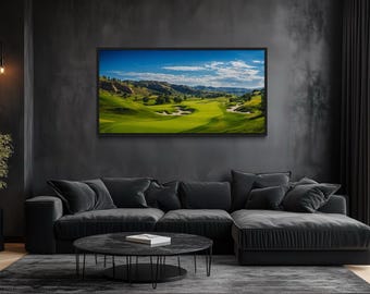 Golf Course Painting Extra Large Canvas Print - Man Bedroom Decor, Man Cave, Office Wall Art Framed, Unframed, Ready To Hang