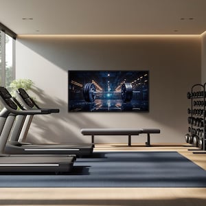 Gym Wall Art, Barbell Painting Canvas PRINT, Motivational Sports Fitness Home Gym Decor Artwork Framed Ready To Hang