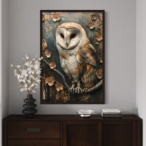 Barn Owl Wall Art, Rustic Owl Painting Extra Large Painting Canvas ...