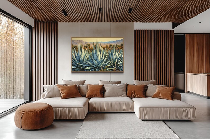 Desert Agave Wall Art Printed on Canvas - Horizontal Painting ...