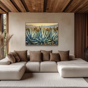 Desert Agave Wall Art Printed on Canvas - Horizontal Painting ...