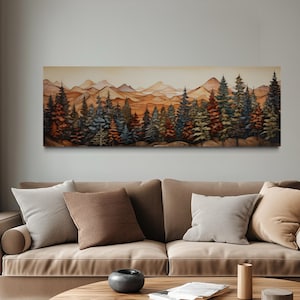 Rustic Bedroom Wall Art Above Bed Panoramic Forest Painted on Wood ...