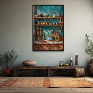 Indian Kitchen Wall Art - Indian Spices Colorful Painting Canvas Print, Traditional Indian Decor Framed Or Unframed Ready To Hang