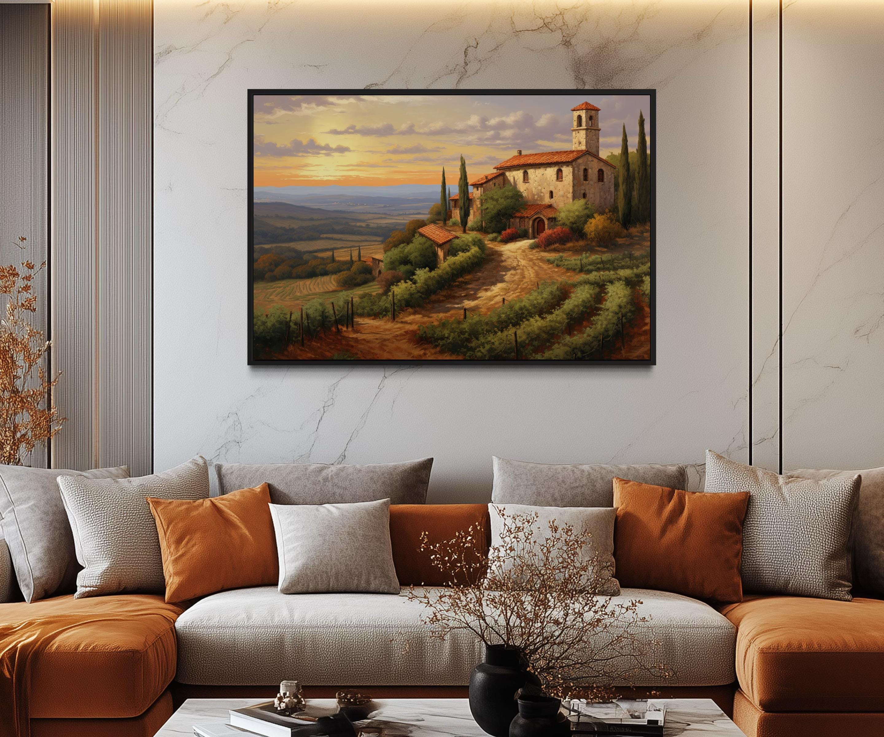 Tuscany Landscape Painting Canvas PRINT, Rolling Hills of Tuscany Wall