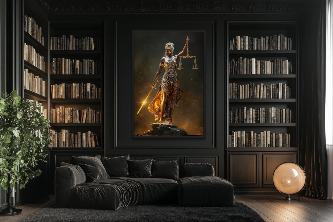 Law Wall Art Golden Lady Justice Canvas Print - Attorney Office Decor ...