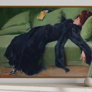 Decadent Young Woman After The Dance By Ramon Casas Vintage Painting Canvas PRINT, Library Wall Art Framed Ready To Hang