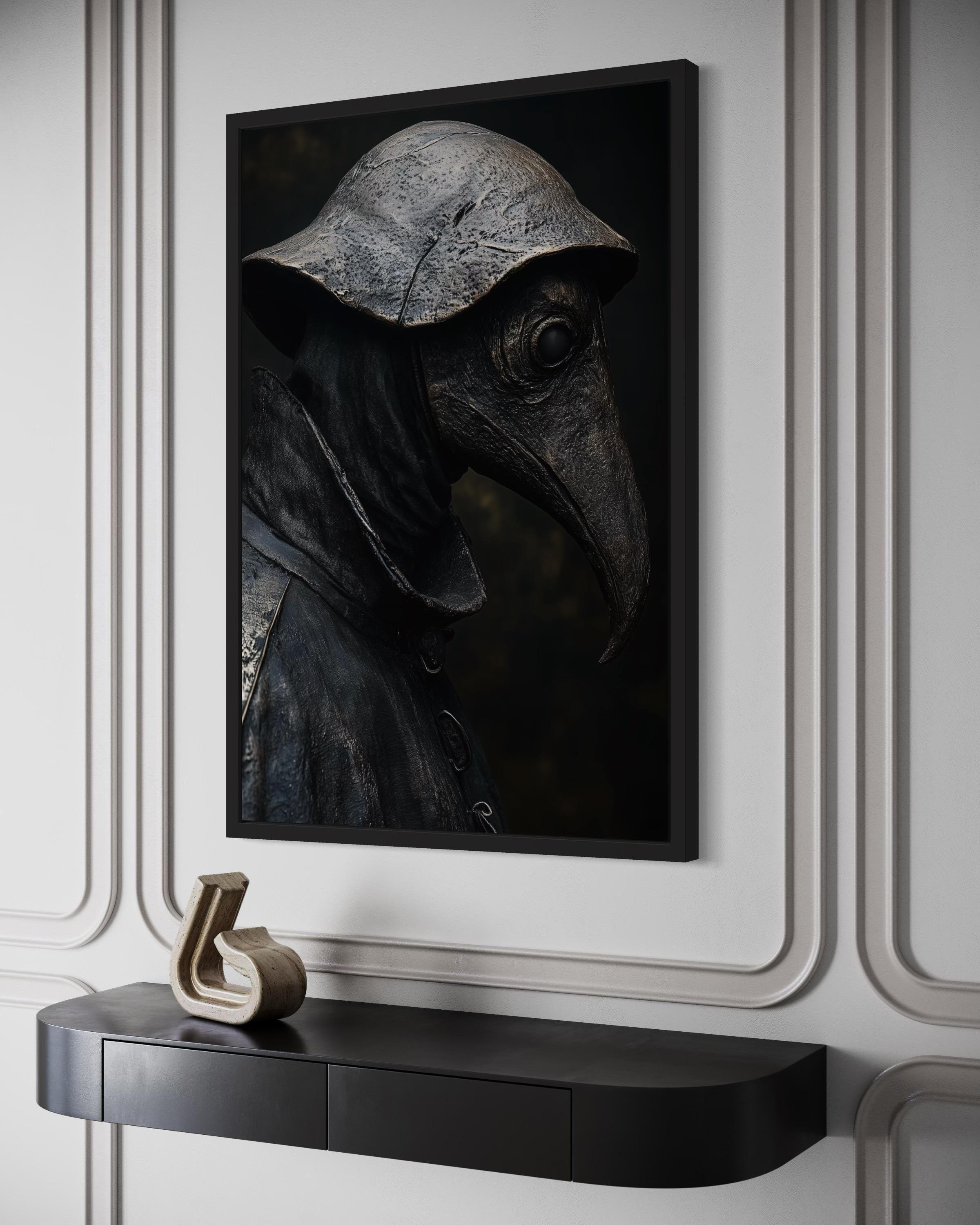 Gothic Plague Doctor Wall Art, Dark Academia Beaked Mask Canvas Print ...
