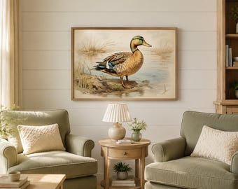 Mallard Duck Art Print -  Lodge Decor, Duck Painting Canvas PRINT, Cabin Decor, Waterbirds Art PRINTs Ready To Hang