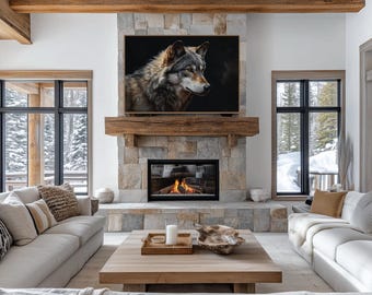Wolf Wall Art, Wolf Painting Canvas PRINT,  Lodge Wall Art, Cabin Wall Decor, Wildlife Wall Art, Framed Unframed Ready to Hang