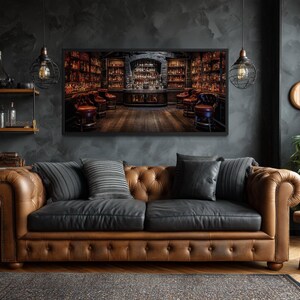 Retro Bar Painting Canvas PRINT, Man Cave Wall Art, Statement Wall Decor, Gifts For Him, Game Room Art, Framed, Unframed, Ready To Hang 画像 1