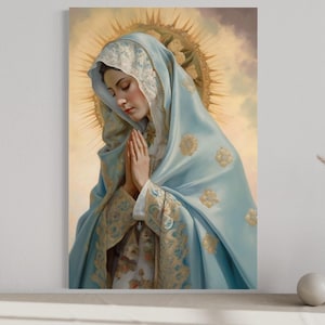 Our Lady of Guadalupe Painting Art Print - Blessed Virgin Mary Wall Decor - Religious Wall Art, Christian Painting, Ready To Hang
