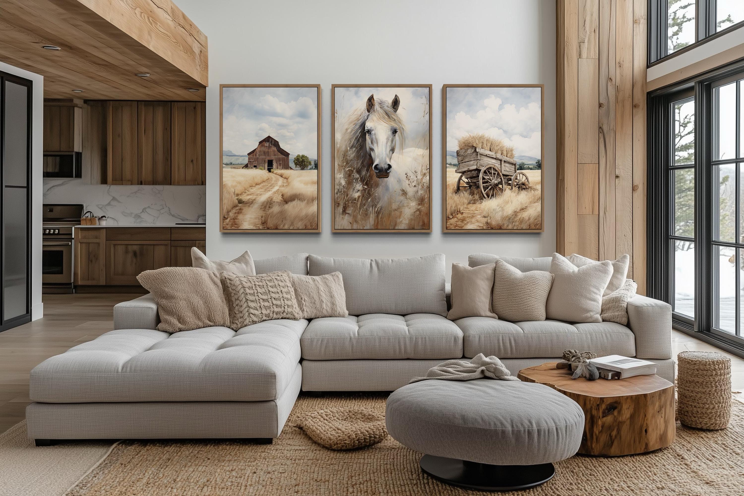 Farmhouse Wall Decor for Living Room - Set of Three Modern Rustic Farm ...