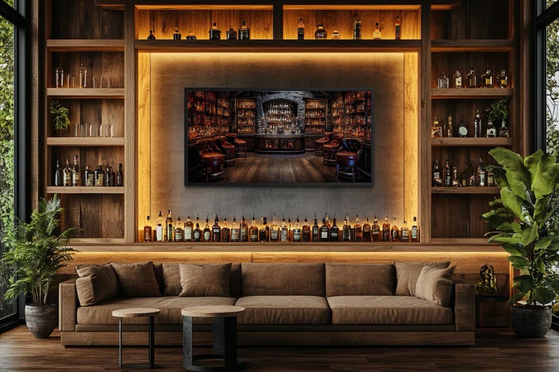 Retro Bar Painting Canvas PRINT, Man Cave Wall Art, Statement Wall Decor, Gifts For Him, Game Room Art, Framed, Unframed, Ready To Hang 画像 9