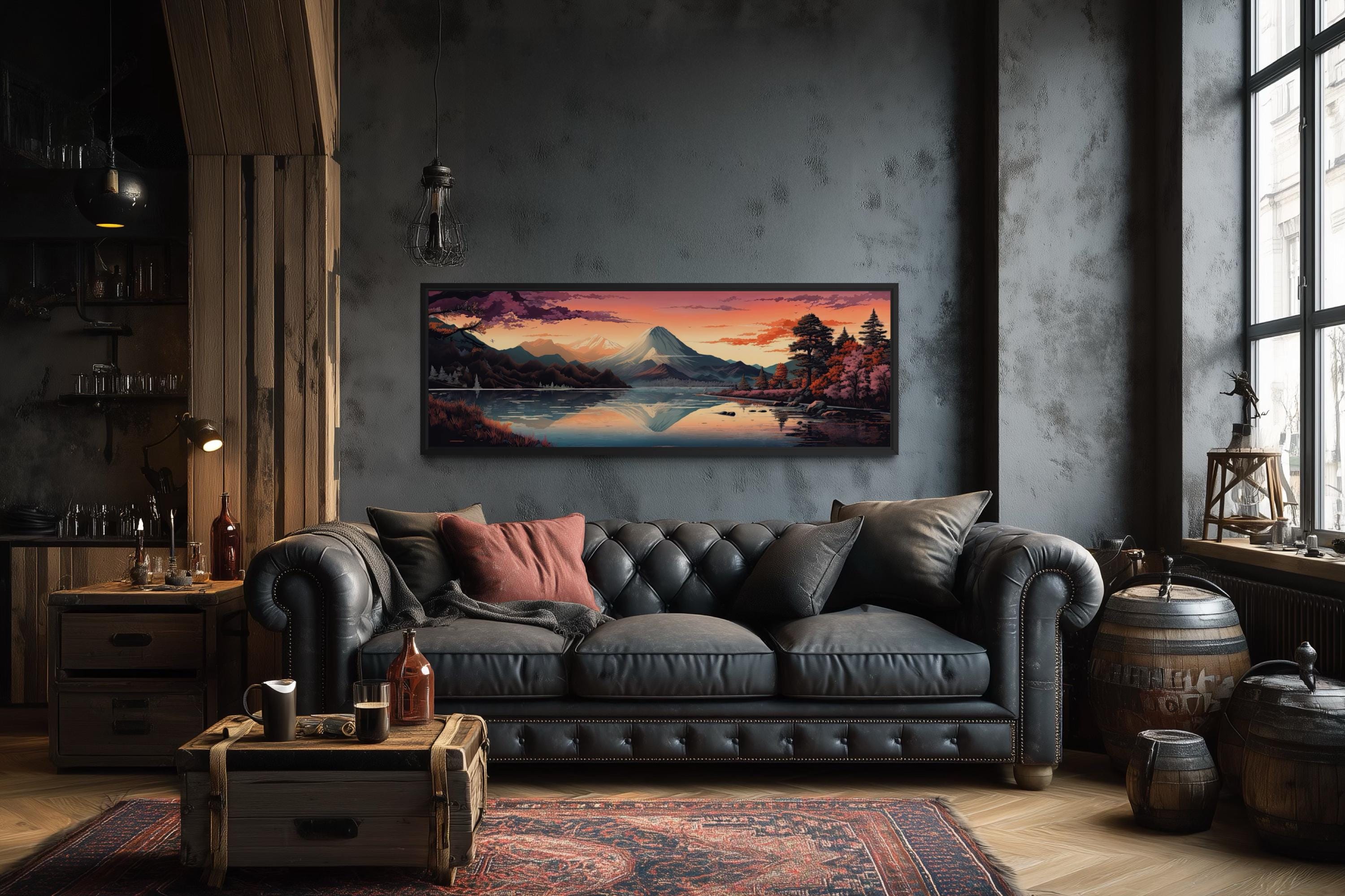 Japanese Landscape Wall Art, Mt. Fuji Panoramic Long Horizontal