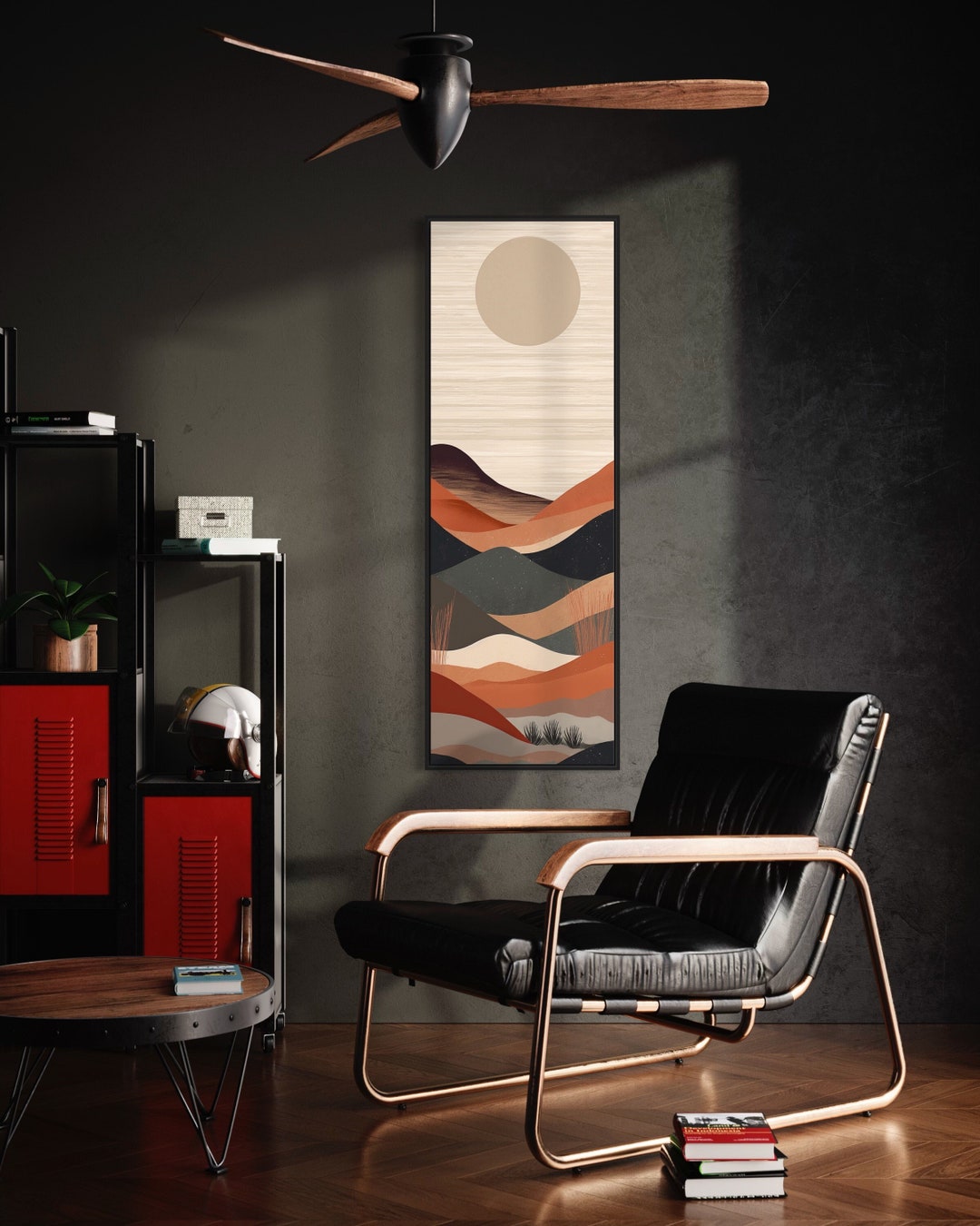 Long Narrow Vertical Wall Art Boho Minimalist Desert Landscape Painting