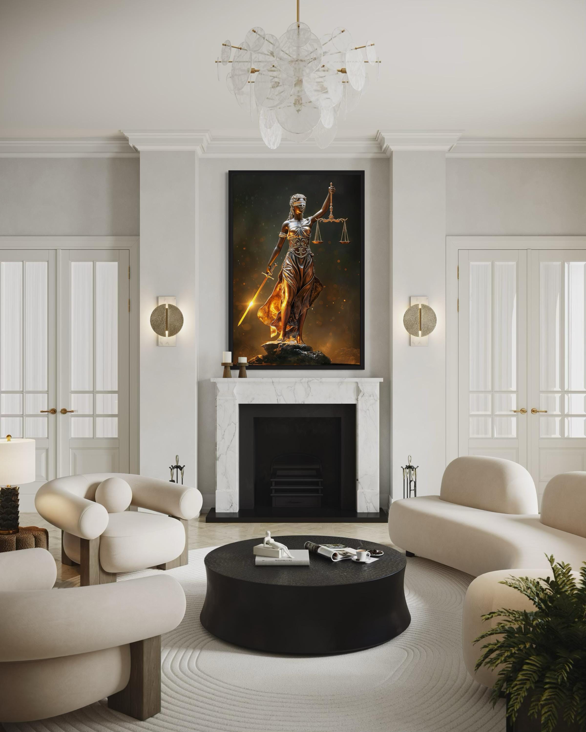 Law Wall Art Golden Lady Justice Canvas Print - Attorney Office Decor ...