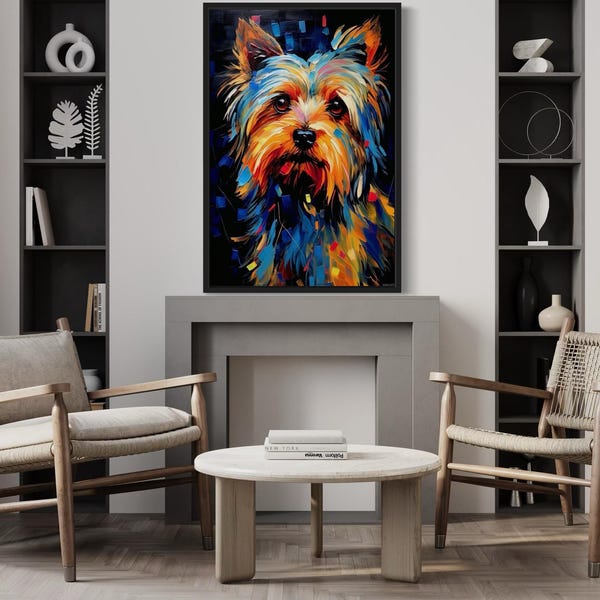 Yorkie Portrait Pop Art - Colorful Yorkshire Terrier Painting Canvas Or Poster Print Framed Unframed Ready To Hang