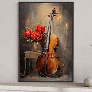Cello Wall Art, Classical Music Instruments Wall Decor, Gift for Musicians, Music Room Wall Art Framed Unframed Ready to Hang