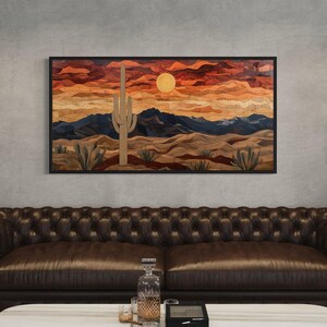 Rustic Desert Wall Art - Wood Style Southwestern Landscape Painting ...