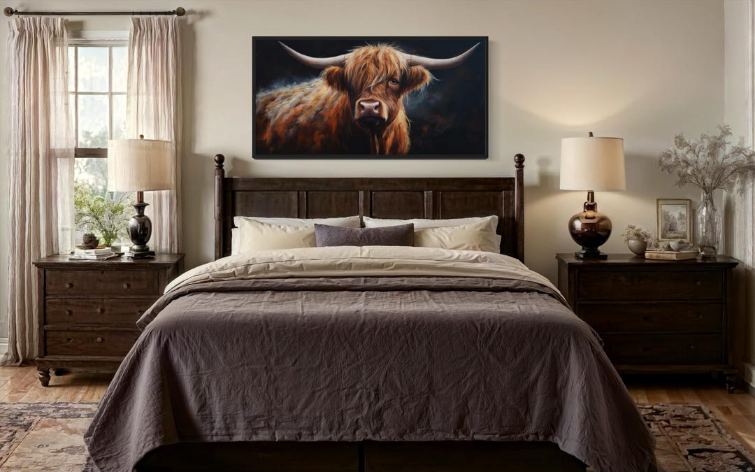 Highland Cow Extra Large Wall Art Farmhouse, Living Room Art