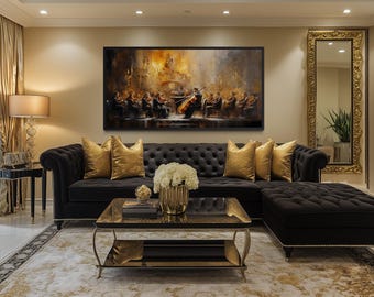 Classical Music Wall Art - Abstract Orchestra Painting, Classical Musical Instruments, Music Room Wall Decor Framed Ready To Hang