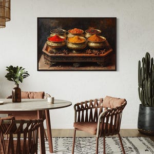Indian Spices Wall Art, Kitchen Wall Art Painting Canvas Print - Dining Room Decor - Framed Or Unframed Ready To Hang