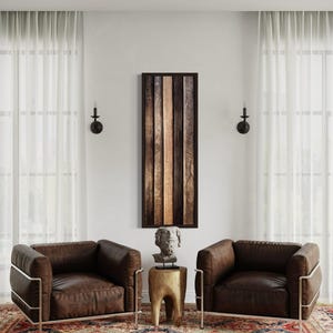 Long Narrow Vertical Wall Art - Wood Planks Painting Canvas PRINT, Rustic Thin Wall Decor, Tall Slim Artwork Ready To Hang