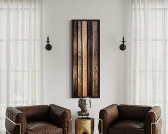 Long Narrow Vertical Wall Art - Wood Planks Painting Canvas PRINT, Rustic Thin Wall Decor, Tall Slim Artwork Ready To Hang