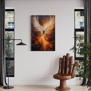 Rising Phoenix Painting Canvas Print - Majestic Golden Phoenix Wall Art Framed or Unframed Ready To Hang
