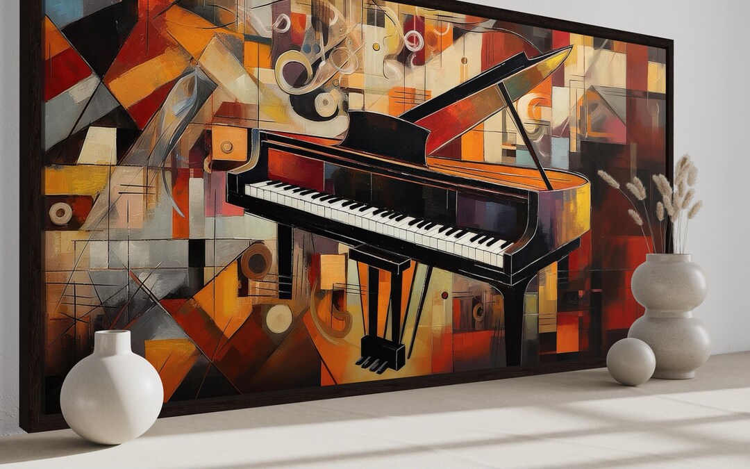 Music Wall Art - Abstract Piano Painting Canvas PRINT, Music Room Wall ...