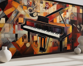 Music Wall Art - Abstract Piano Painting Canvas PRINT, Music Room Wall Decor, Gift For Musicians  Framed Ready To Hang