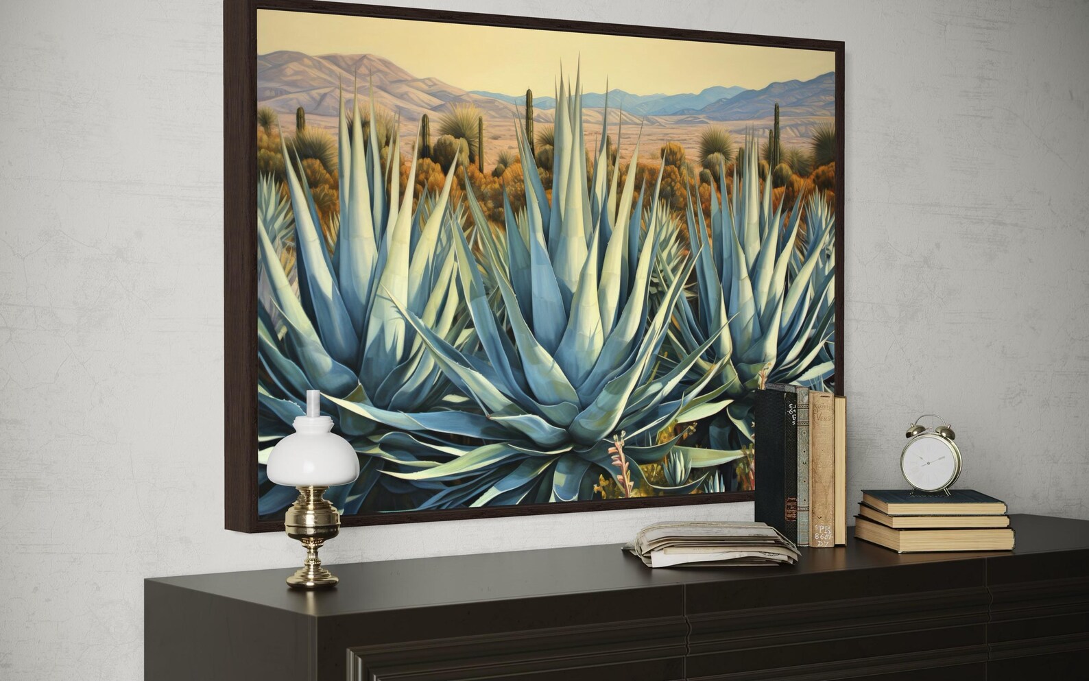 Desert Agave Wall Art Printed on Canvas - Horizontal Painting ...