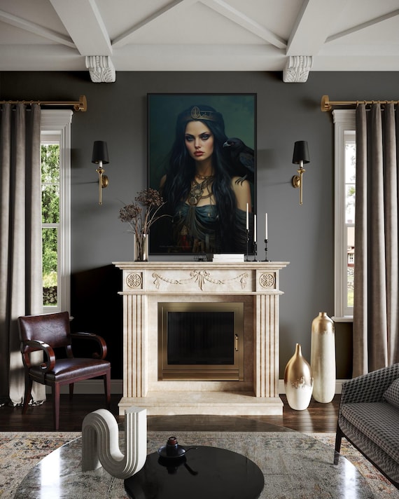 The Morrigan Poster - Warrior-Queen Celtic Goddess Painting Print On Canvas - Irish Mythology Wall Art Framed Or Unframed Ready To Hang