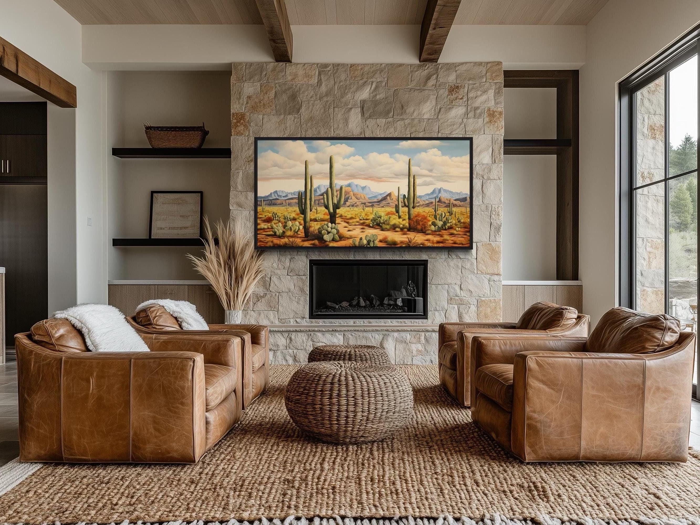 Saguaro Cactus Arizona Sonoran Desert Painting Canvas Print - Southwestern Wall Art Framed, Unframed, Ready To Hang