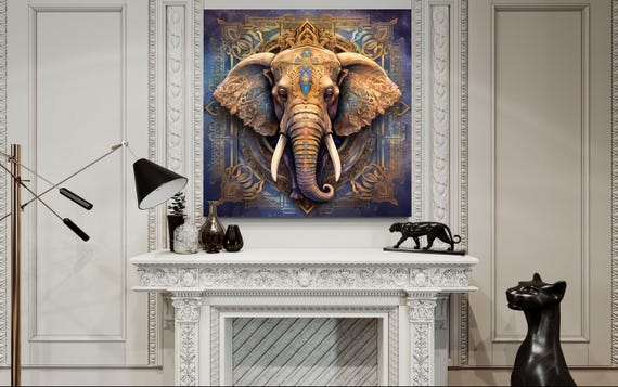 Mandala Elephant Wall Art - Indian Elephant Painting Canvas Print - Indian Wall Decor, Spiritual Meditation Decor Framed Ready To Hang